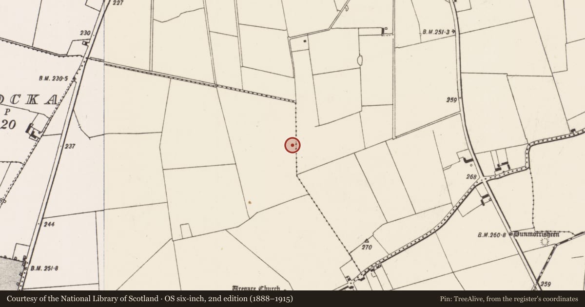 Ordnance Survey six-inch map, 2nd edition (1888–1915) covering the location of Enclosure, Ballygrennan, County Limerick, with a pin at the register's coordinates