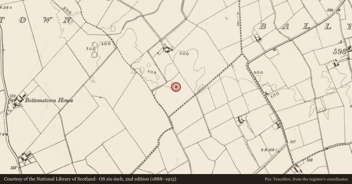 Ordnance Survey six-inch map, 2nd edition (1888–1915) covering the location of Earthwork, Rathanny, County Limerick, with a pin at the register's coordinates