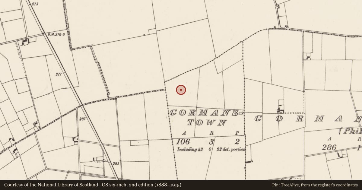 Ordnance Survey six-inch map, 2nd edition (1888–1915) covering the location of Barrow - unclassified, Gormanstown, County Limerick, with a pin at the register's coordinates