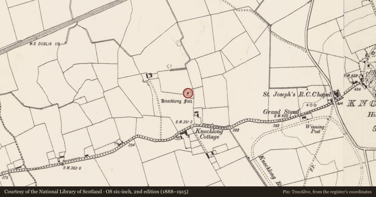 Ordnance Survey six-inch map, 2nd edition (1888–1915) covering the location of Mound, Knocklong West, County Limerick, with a pin at the register's coordinates