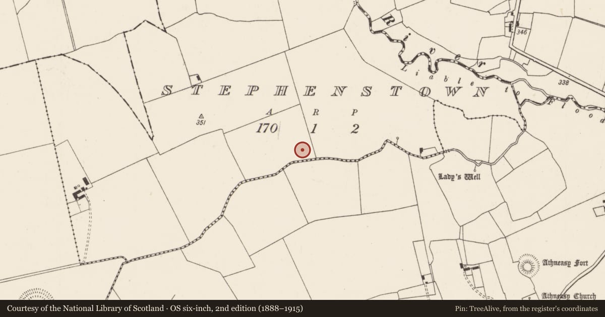 Ordnance Survey six-inch map, 2nd edition (1888–1915) covering the location of Barrow - unclassified, Stephenstown, County Limerick, with a pin at the register's coordinates