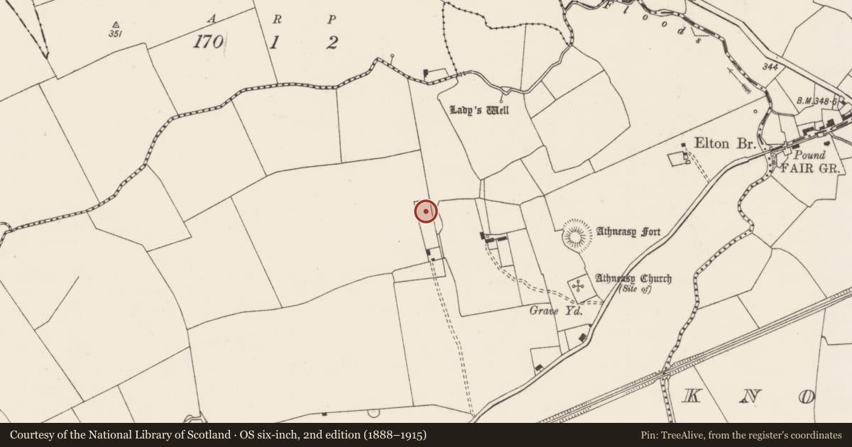 Ordnance Survey six-inch map, 2nd edition (1888–1915) covering the location of Earthwork, Ballinvana, County Limerick, with a pin at the register's coordinates