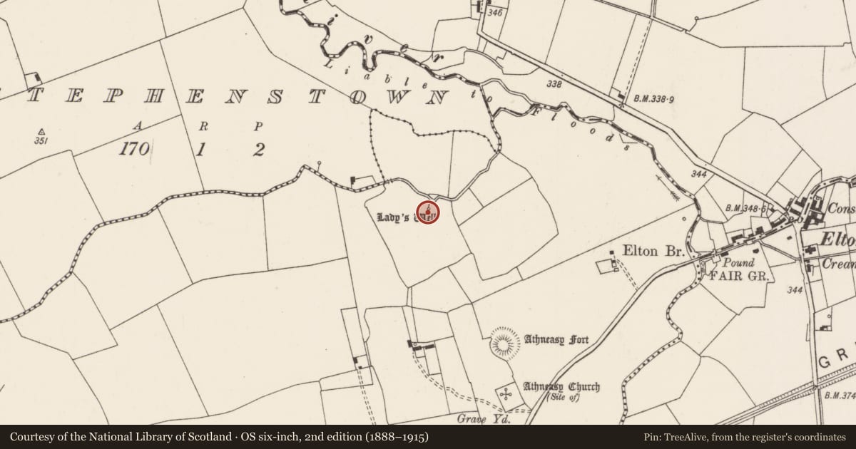 Ordnance Survey six-inch map, 2nd edition (1888–1915) covering the location of Ritual site - holy well, Ballinvana, County Limerick, with a pin at the register's coordinates