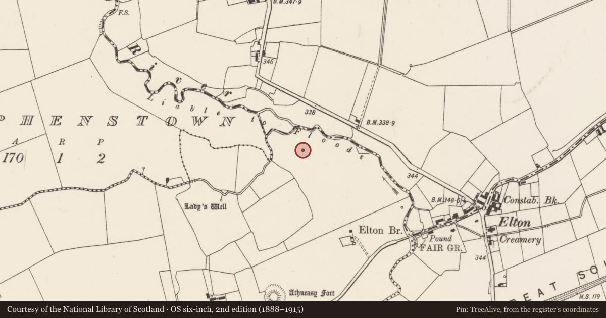 Ordnance Survey six-inch map, 2nd edition (1888–1915) covering the location of Barrow - ditch barrow, Ballinvana, County Limerick, with a pin at the register's coordinates