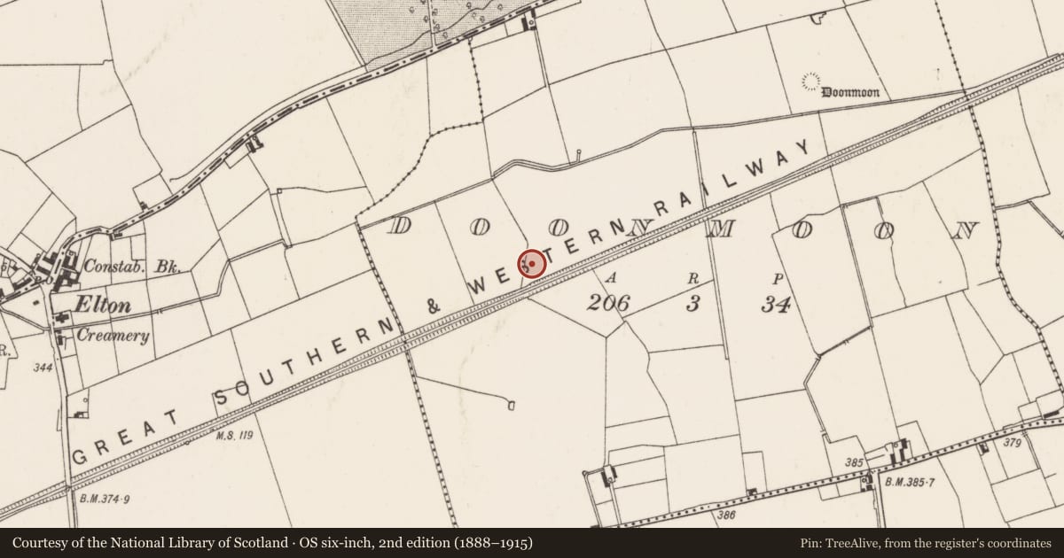 Ordnance Survey six-inch map, 2nd edition (1888–1915) covering the location of Pit, Doonmoon, County Limerick, with a pin at the register's coordinates