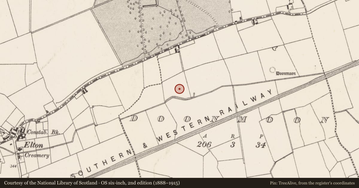 Ordnance Survey six-inch map, 2nd edition (1888–1915) covering the location of Earthwork, Doonmoon, County Limerick, with a pin at the register's coordinates