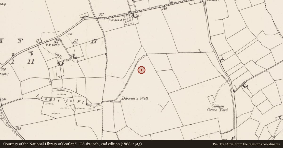 Ordnance Survey six-inch map, 2nd edition (1888–1915) covering the location of Earthwork, Ballynahinch, County Limerick, with a pin at the register's coordinates