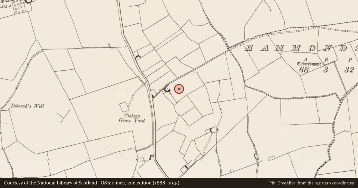 Ordnance Survey six-inch map, 2nd edition (1888–1915) covering the location of Barrow - unclassified, Ballynahinch, County Limerick, with a pin at the register's coordinates