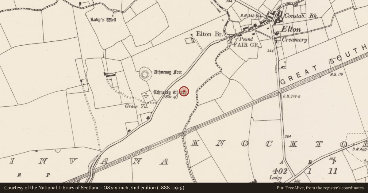 Ordnance Survey six-inch map, 2nd edition (1888–1915) covering the location of Barrow - unclassified, Ballinvana, County Limerick, with a pin at the register's coordinates