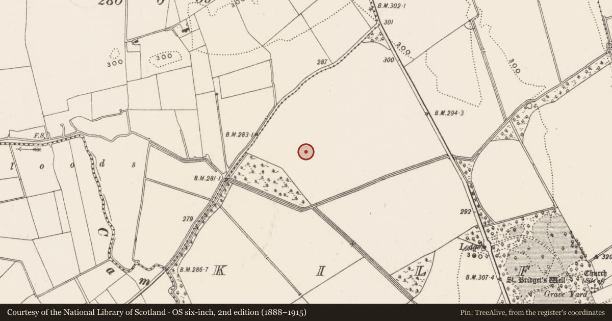 Ordnance Survey six-inch map, 2nd edition (1888–1915) covering the location of Earthwork, Kilfrush, County Limerick, with a pin at the register's coordinates