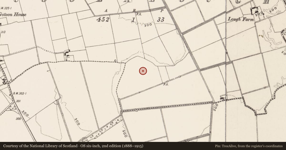 Ordnance Survey six-inch map, 2nd edition (1888–1915) covering the location of Earthwork, Coolalough, County Limerick, with a pin at the register's coordinates