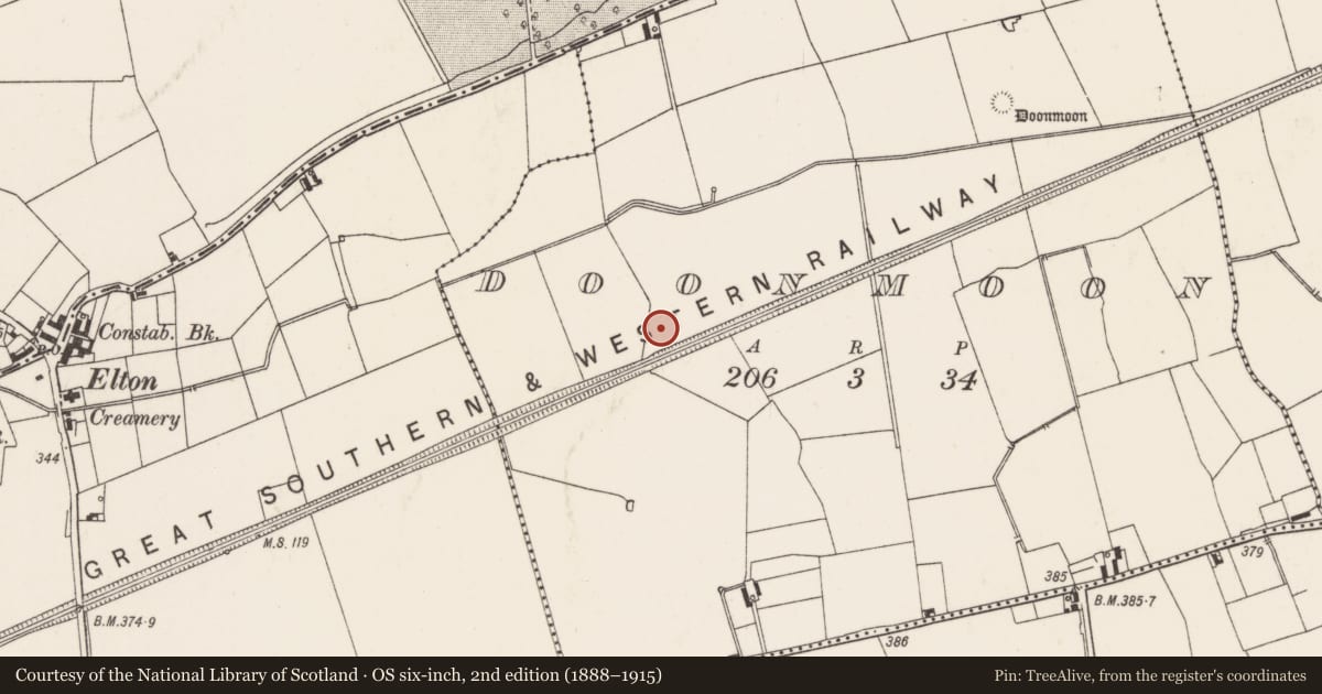 Ordnance Survey six-inch map, 2nd edition (1888–1915) covering the location of Excavation - miscellaneous, Doonmoon, County Limerick, with a pin at the register's coordinates