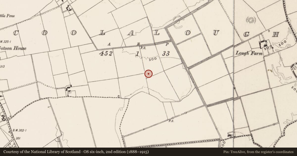 Ordnance Survey six-inch map, 2nd edition (1888–1915) covering the location of Barrow - unclassified, Coolalough, County Limerick, with a pin at the register's coordinates