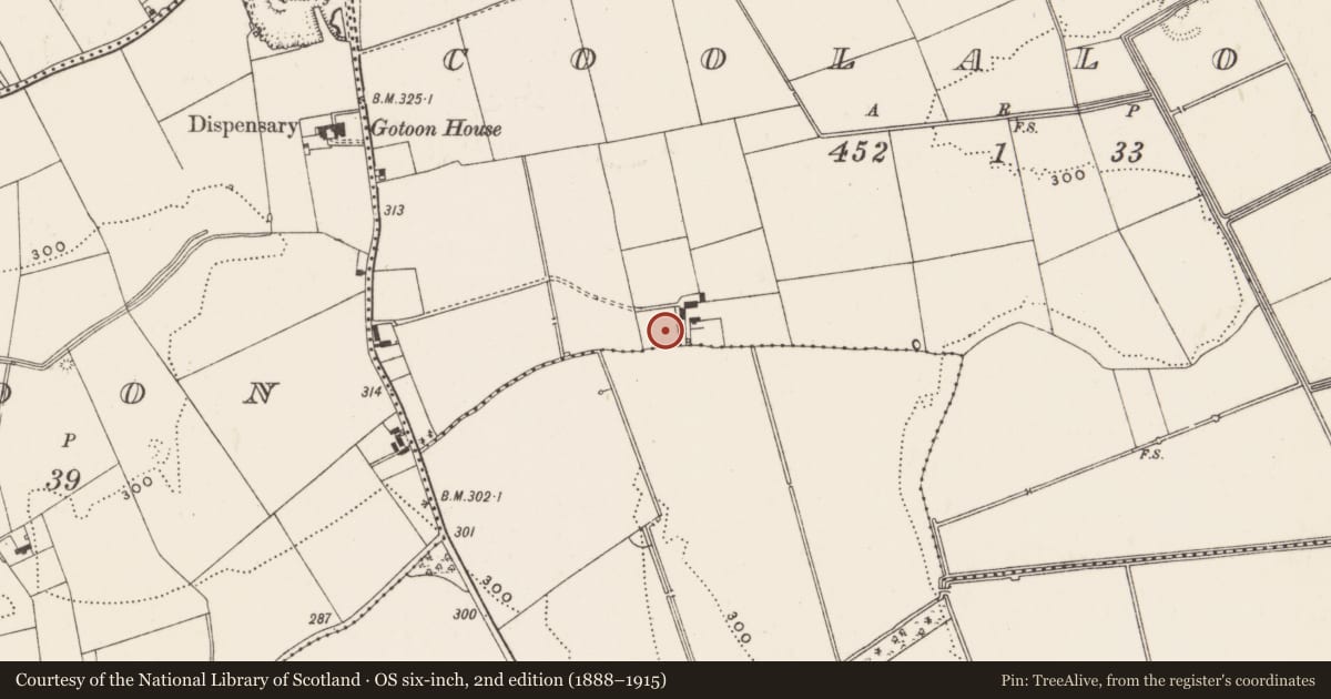 Ordnance Survey six-inch map, 2nd edition (1888–1915) covering the location of Barrow - unclassified, Coolalough, County Limerick, with a pin at the register's coordinates