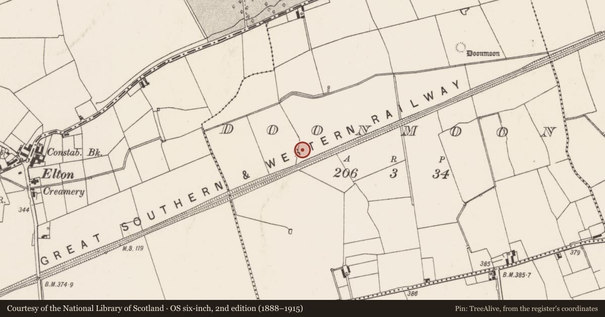 Ordnance Survey six-inch map, 2nd edition (1888–1915) covering the location of Hearth, Doonmoon, County Limerick, with a pin at the register's coordinates