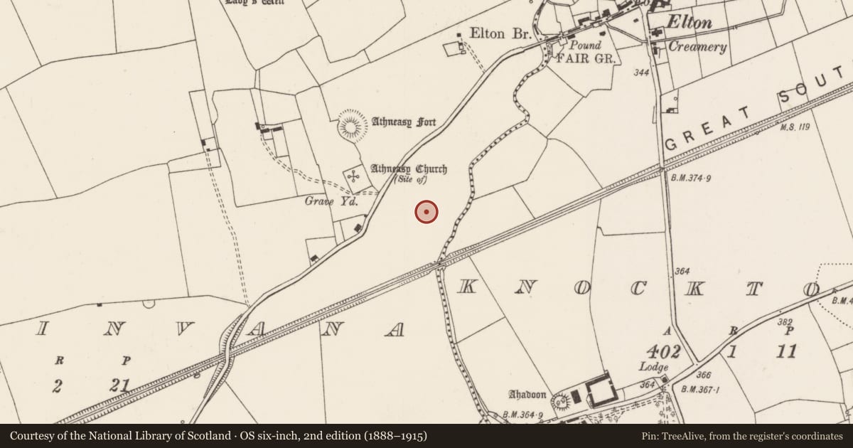 Ordnance Survey six-inch map, 2nd edition (1888–1915) covering the location of Barrow - unclassified, Ballinvana, County Limerick, with a pin at the register's coordinates