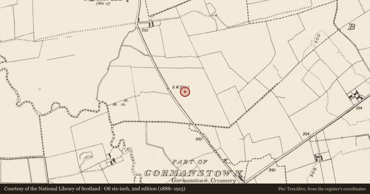 Ordnance Survey six-inch map, 2nd edition (1888–1915) covering the location of Barrow - unclassified, Baggotstown West, County Limerick, with a pin at the register's coordinates