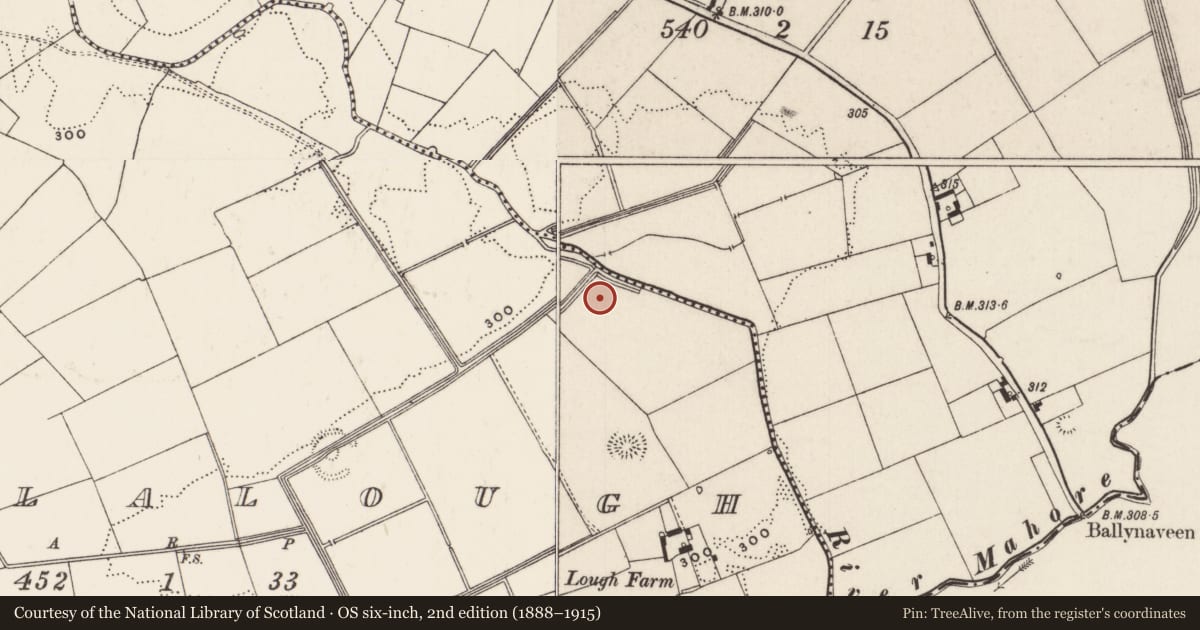 Ordnance Survey six-inch map, 2nd edition (1888–1915) covering the location of Earthwork, Coolalough, County Limerick, with a pin at the register's coordinates
