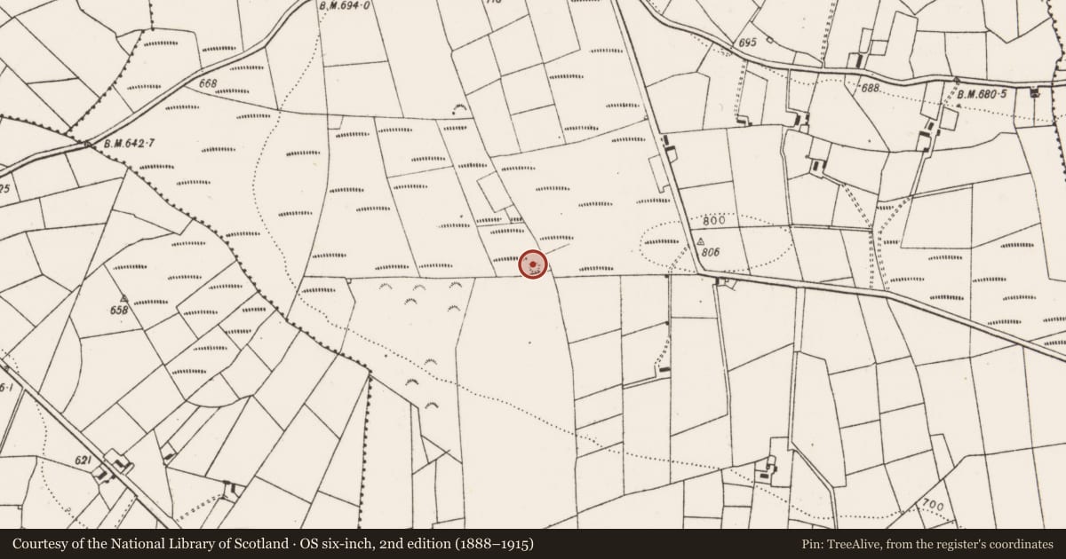 Ordnance Survey six-inch map, 2nd edition (1888–1915) covering the location of Mound, Abbeyfeale East, County Limerick, with a pin at the register's coordinates