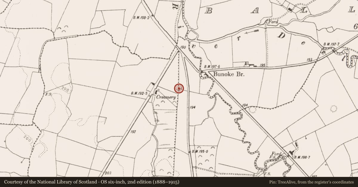 Ordnance Survey six-inch map, 2nd edition (1888–1915) covering the location of Ringfort - rath, Moanroe Beg, County Limerick, with a pin at the register's coordinates