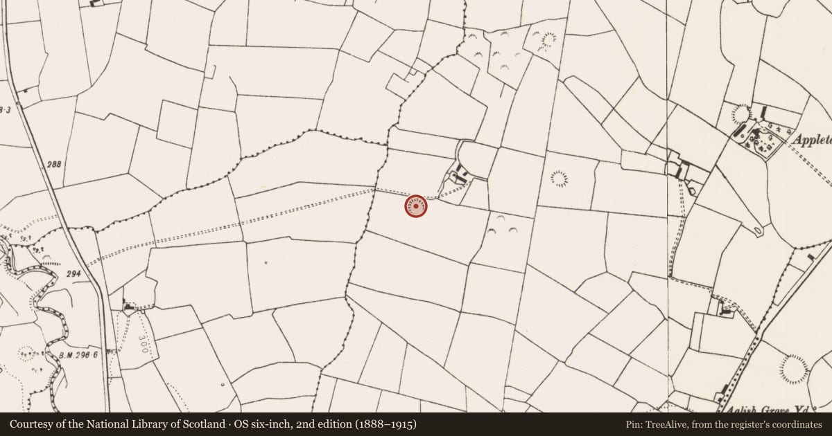 Ordnance Survey six-inch map, 2nd edition (1888–1915) covering the location of Ringfort - rath, Appletown, County Limerick, with a pin at the register's coordinates