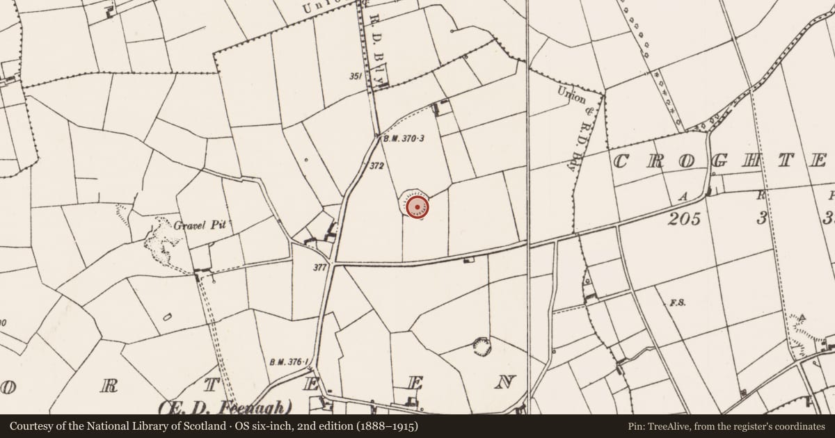 Ordnance Survey six-inch map, 2nd edition (1888–1915) covering the location of Ringfort - rath, Gorteen, County Limerick, with a pin at the register's coordinates