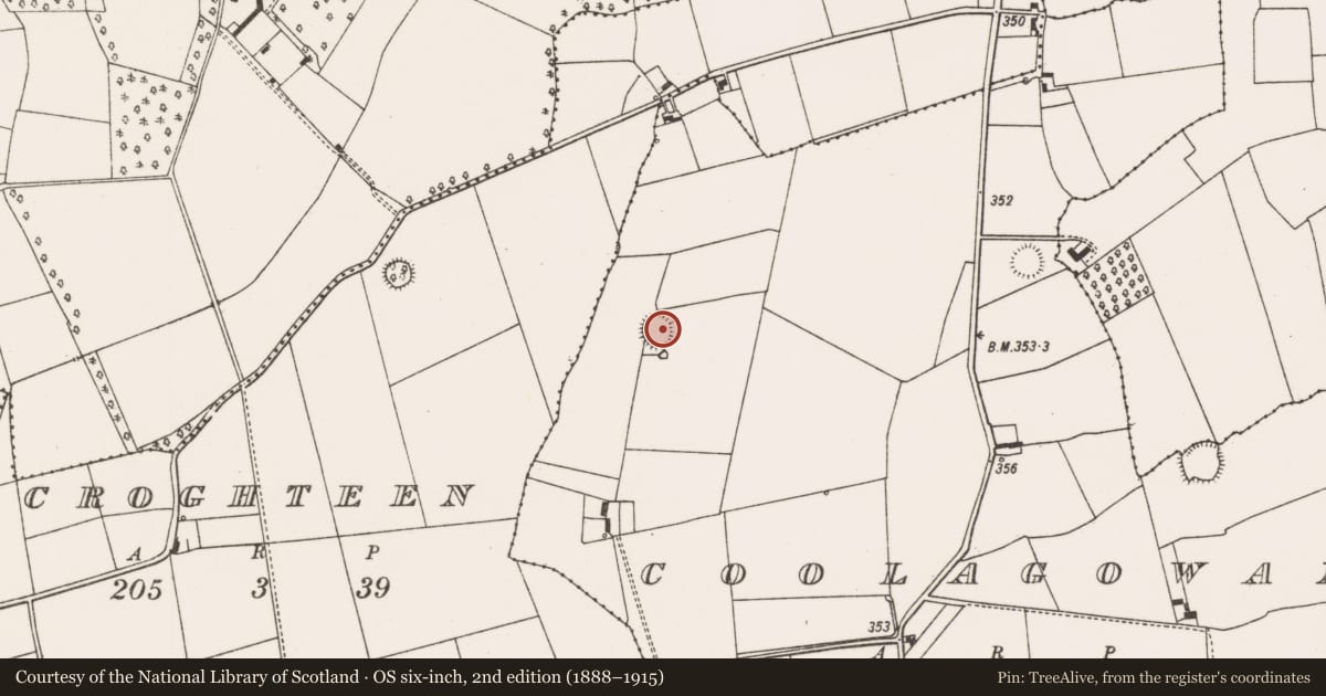 Ordnance Survey six-inch map, 2nd edition (1888–1915) covering the location of Ringfort - rath, Coolagowan, County Limerick, with a pin at the register's coordinates