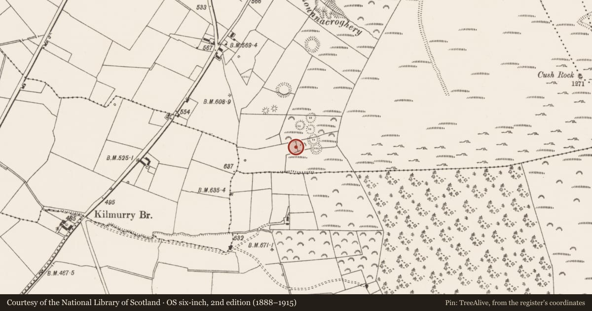 Ordnance Survey six-inch map, 2nd edition (1888–1915) covering the location of House - indeterminate date, Cush, County Limerick, with a pin at the register's coordinates