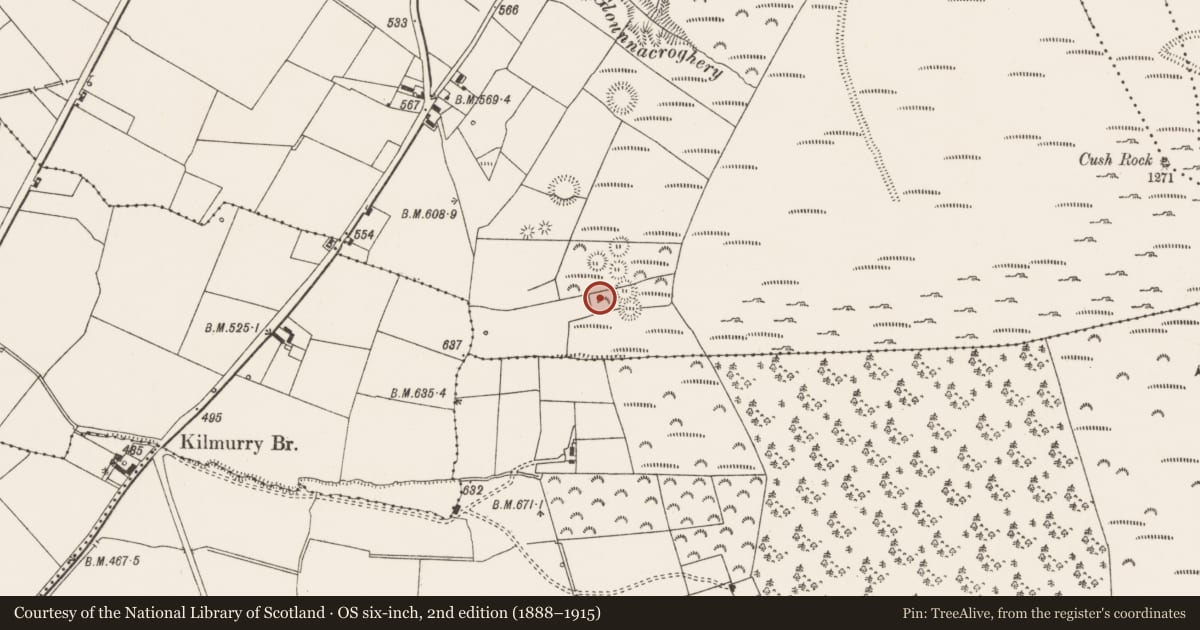 Ordnance Survey six-inch map, 2nd edition (1888–1915) covering the location of House - indeterminate date, Cush, County Limerick, with a pin at the register's coordinates