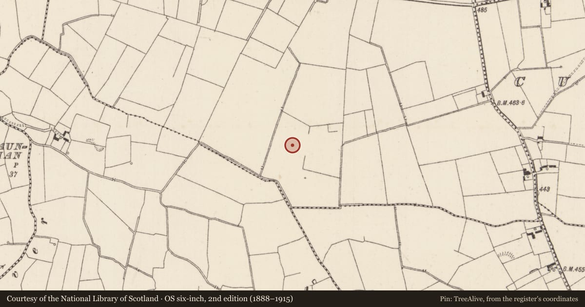 Ordnance Survey six-inch map, 2nd edition (1888–1915) covering the location of Earthwork, Duntryleague, County Limerick, with a pin at the register's coordinates