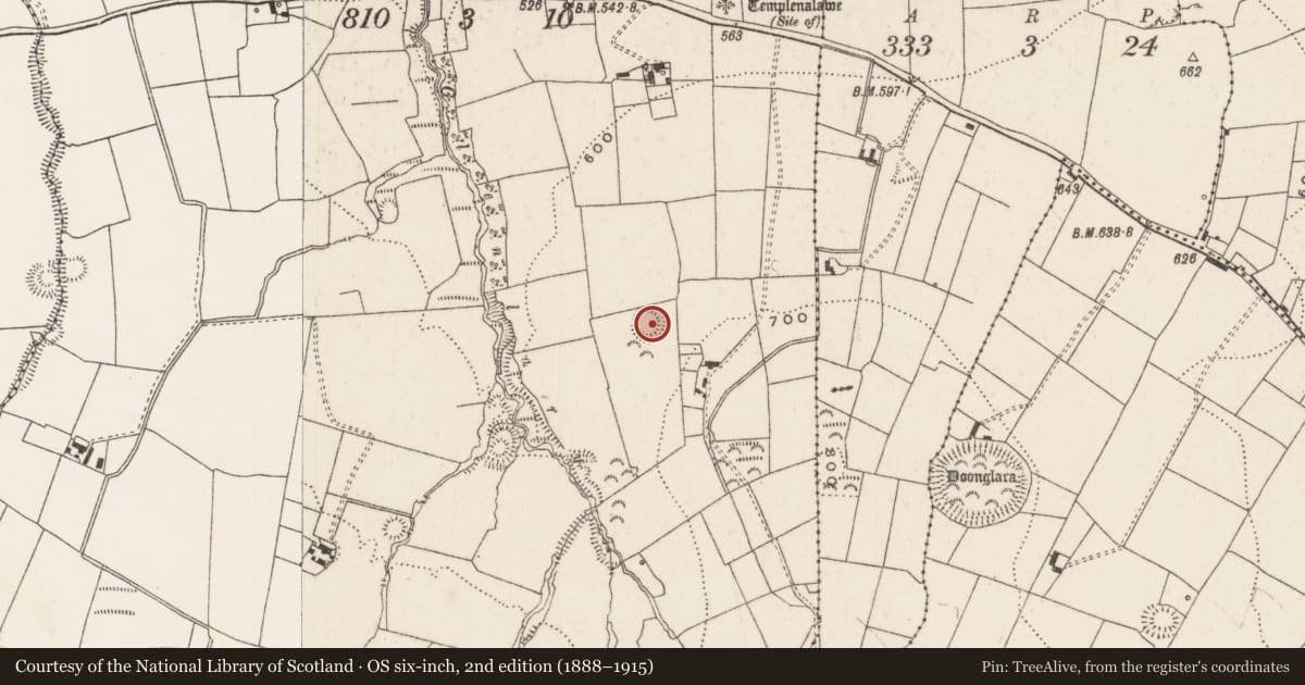 Ordnance Survey six-inch map, 2nd edition (1888–1915) covering the location of Earthwork, Glenlary, County Limerick, with a pin at the register's coordinates