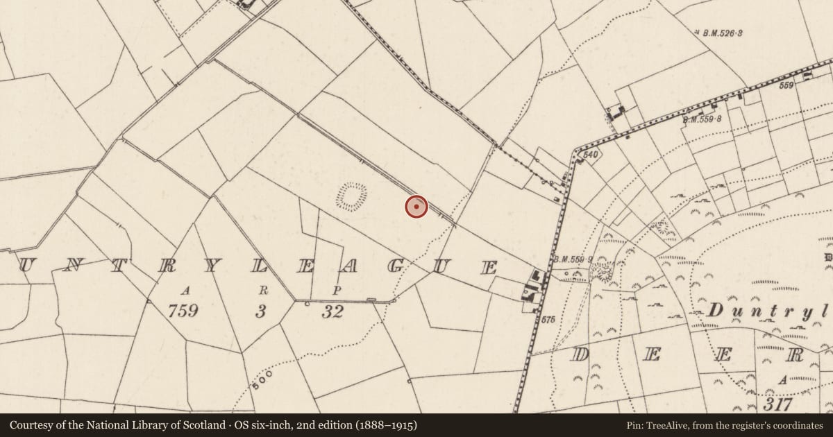 Ordnance Survey six-inch map, 2nd edition (1888–1915) covering the location of Barrow - unclassified, Duntryleague, County Limerick, with a pin at the register's coordinates