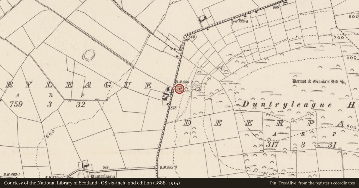 Ordnance Survey six-inch map, 2nd edition (1888–1915) covering the location of Earthwork, Deerpark, County Limerick, with a pin at the register's coordinates