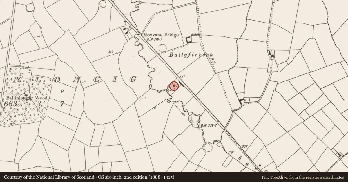 Ordnance Survey six-inch map, 2nd edition (1888–1915) covering the location of Ringfort - rath, Mundellihy, County Limerick, with a pin at the register's coordinates