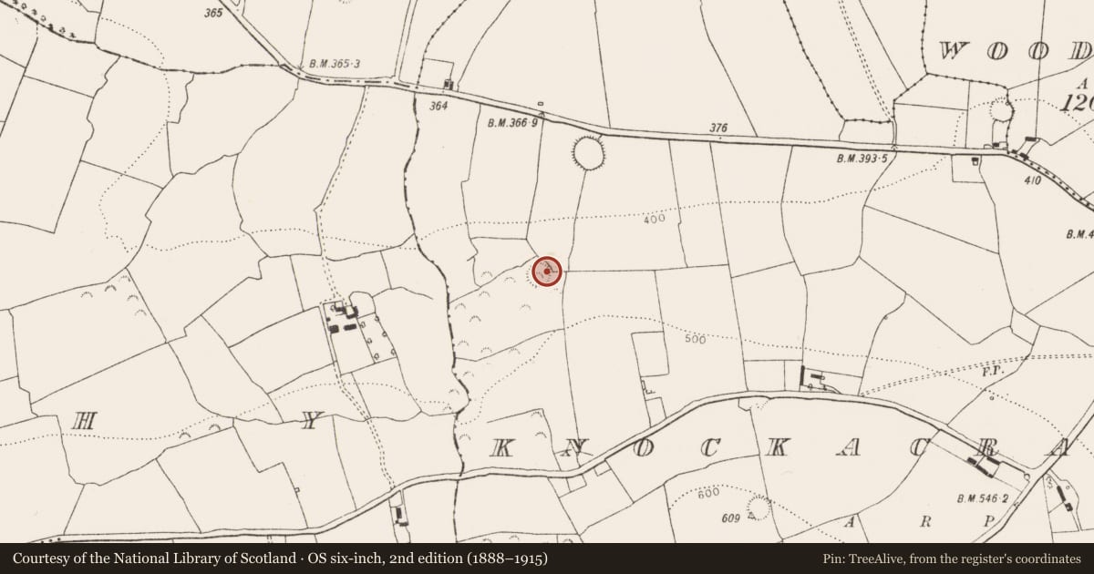 Ordnance Survey six-inch map, 2nd edition (1888–1915) covering the location of Ringfort - rath, Knockacraig, County Limerick, with a pin at the register's coordinates