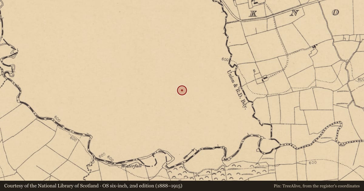 Ordnance Survey six-inch map, 2nd edition (1888–1915) covering the location of Fulacht fia, Knocktoosh, County Limerick, with a pin at the register's coordinates