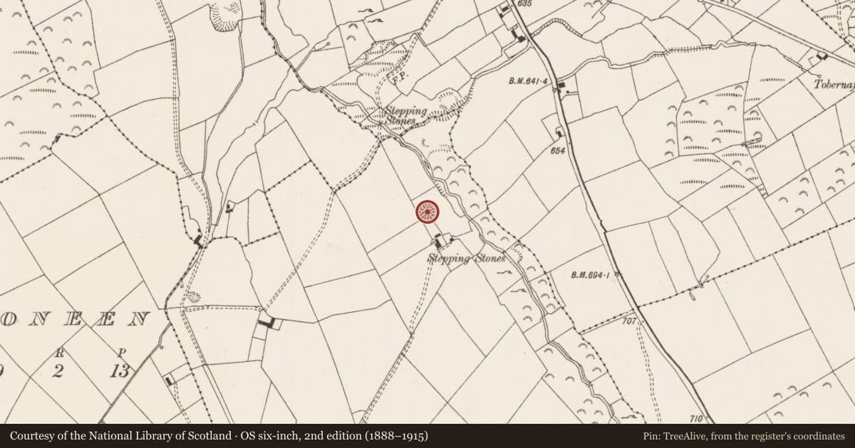 Ordnance Survey six-inch map, 2nd edition (1888–1915) covering the location of Earthwork, Clovers, County Limerick, with a pin at the register's coordinates