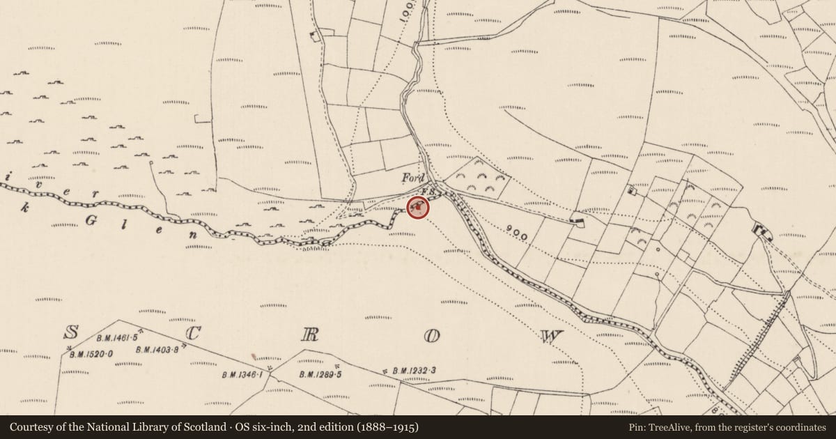 Ordnance Survey six-inch map, 2nd edition (1888–1915) covering the location of Hut site, Knocknascrow, County Limerick, with a pin at the register's coordinates