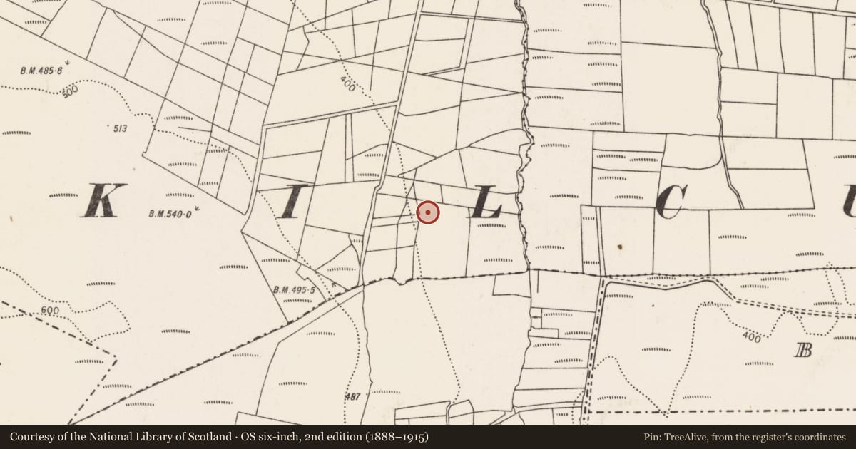 Ordnance Survey six-inch map, 2nd edition (1888–1915) covering the location of Enclosure, Doonadoba, County Mayo, with a pin at the register's coordinates