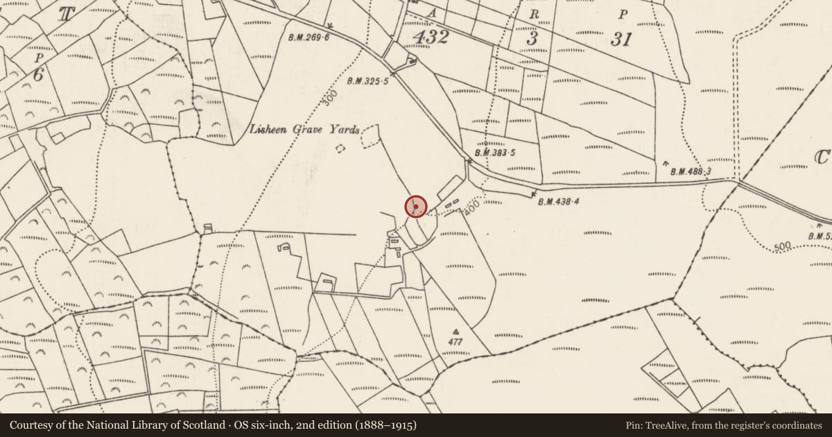 Ordnance Survey six-inch map, 2nd edition (1888–1915) covering the location of Barrow - unclassified, Carrowmore (Tirawley By., Kilbride Par.), County Mayo, with a pin at the register's coordinates
