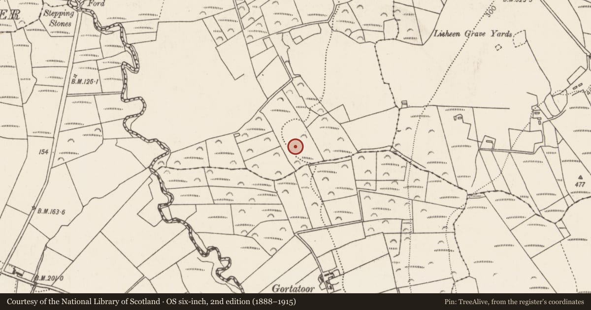 Ordnance Survey six-inch map, 2nd edition (1888–1915) covering the location of Ringfort - rath, Crott, County Mayo, with a pin at the register's coordinates