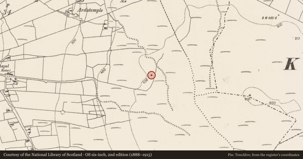 Ordnance Survey six-inch map, 2nd edition (1888–1915) covering the location of House - indeterminate date, Kilbride, County Mayo, with a pin at the register's coordinates