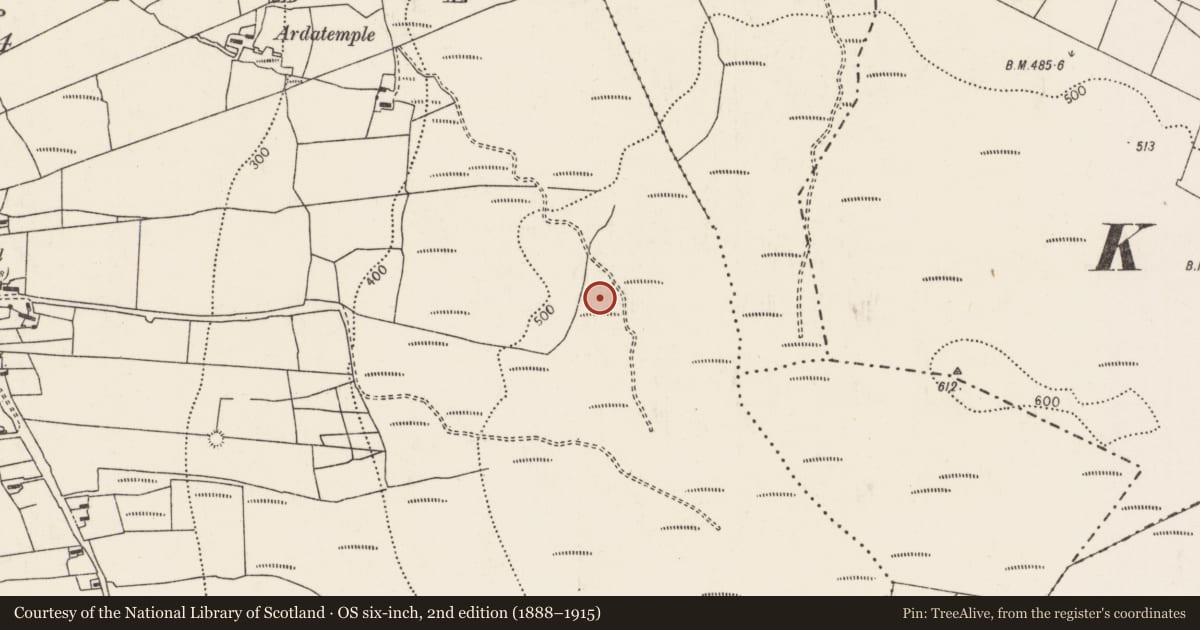 Ordnance Survey six-inch map, 2nd edition (1888–1915) covering the location of Enclosure, Kilbride, County Mayo, with a pin at the register's coordinates