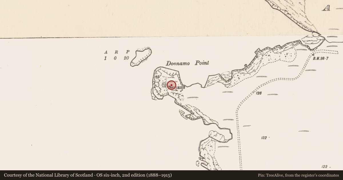 Ordnance Survey six-inch map, 2nd edition (1888–1915) covering the location of Promontory fort - coastal, Eochair Na Gcailleach, County Mayo, with a pin at the register's coordinates