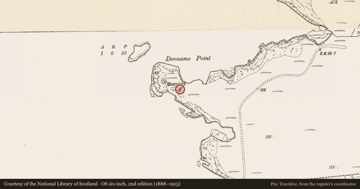 Ordnance Survey six-inch map, 2nd edition (1888–1915) covering the location of Gatehouse, Eochair Na Gcailleach, County Mayo, with a pin at the register's coordinates