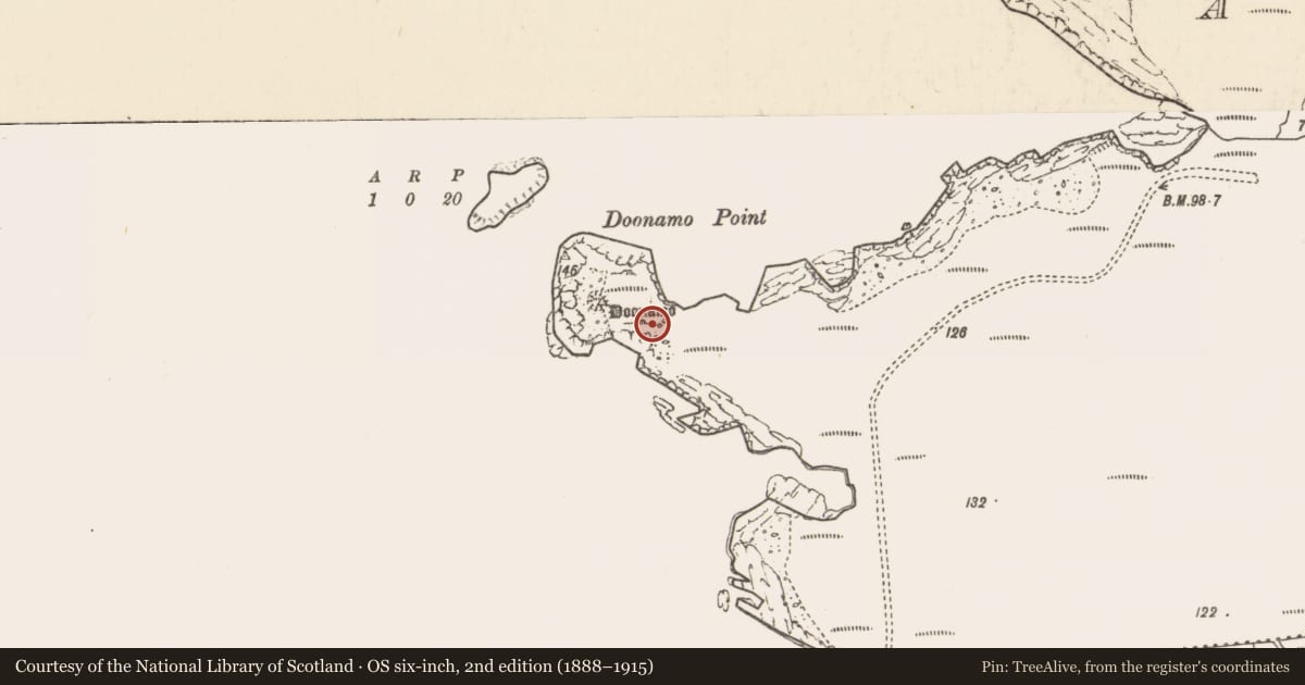 Ordnance Survey six-inch map, 2nd edition (1888–1915) covering the location of Hut site, Eochair Na Gcailleach, County Mayo, with a pin at the register's coordinates