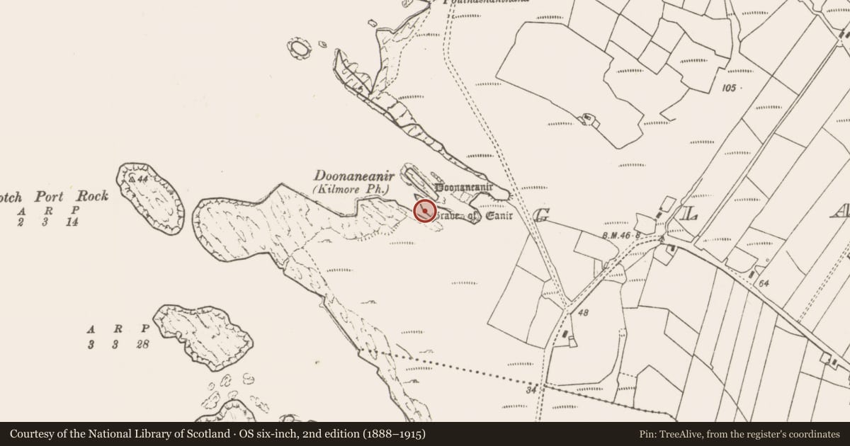 Ordnance Survey six-inch map, 2nd edition (1888–1915) covering the location of Promontory fort - coastal, An Ghleadraigh, County Mayo, with a pin at the register's coordinates