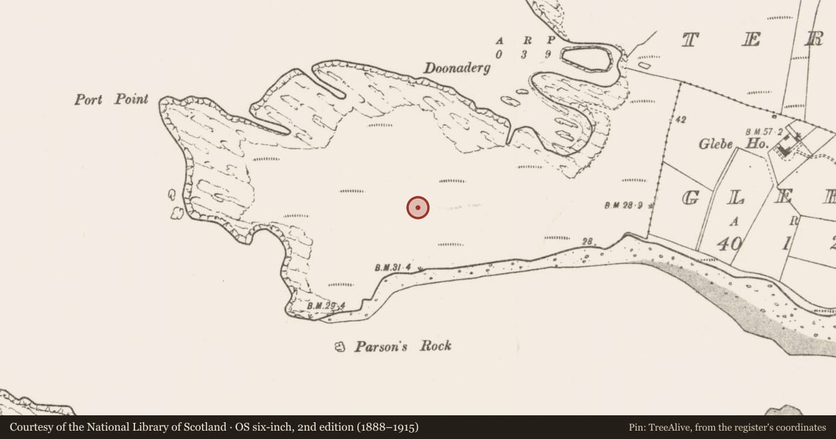 Ordnance Survey six-inch map, 2nd edition (1888–1915) covering the location of Promontory fort - coastal, Tearmann Caithreach, County Mayo, with a pin at the register's coordinates