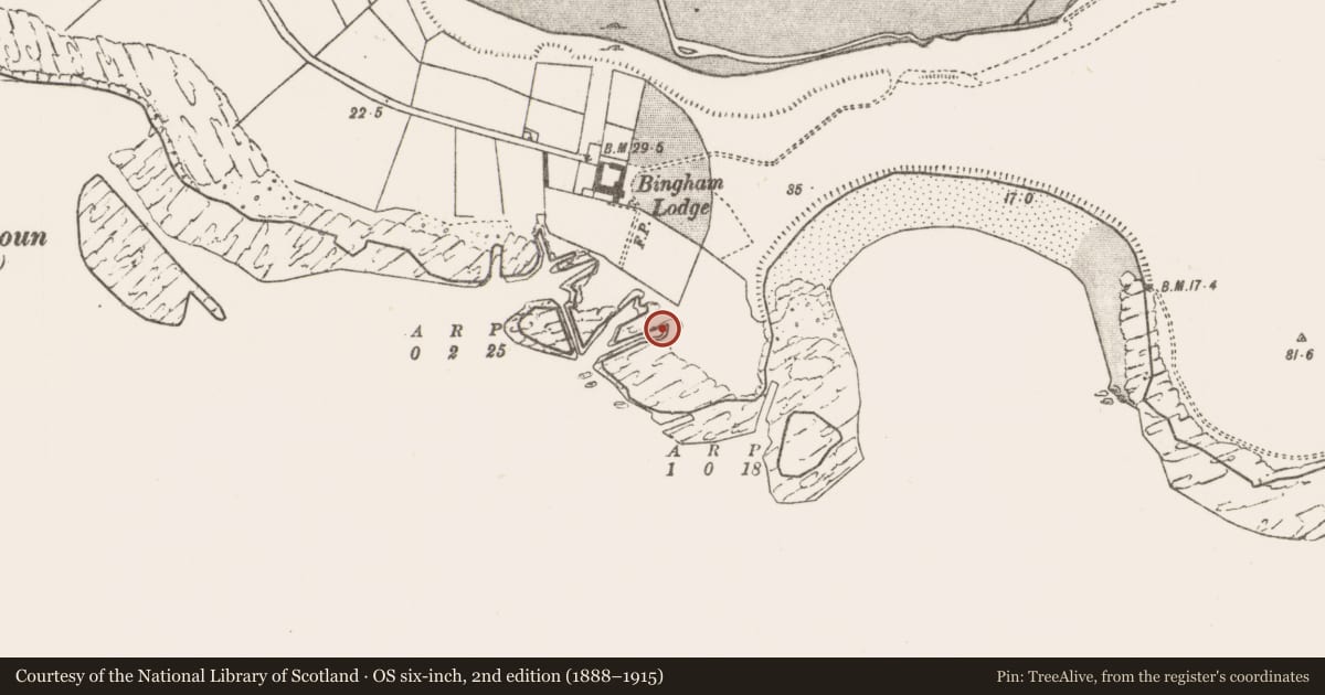 Ordnance Survey six-inch map, 2nd edition (1888–1915) covering the location of Promontory fort - coastal, An Teanach, County Mayo, with a pin at the register's coordinates