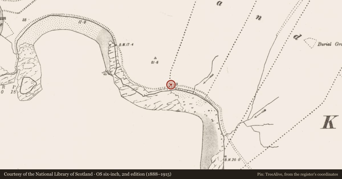 Ordnance Survey six-inch map, 2nd edition (1888–1915) covering the location of Midden, An Teanach, County Mayo, with a pin at the register's coordinates